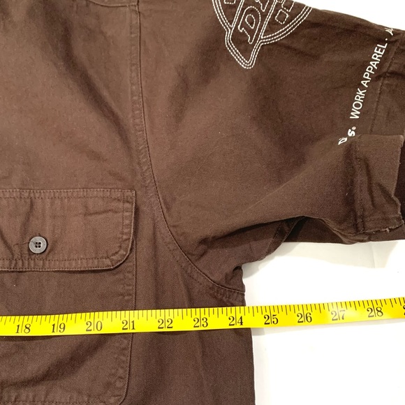 Dickies brown work shirt with chest patch and embroidered sleeve- XL - Picture 10 of 12
